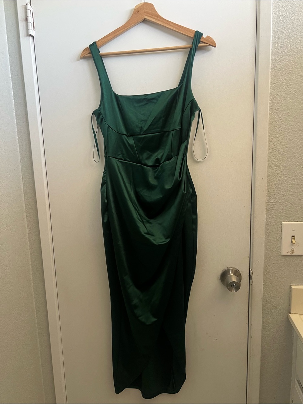 Windsor Dark Green Satin Maxi Slip Dress